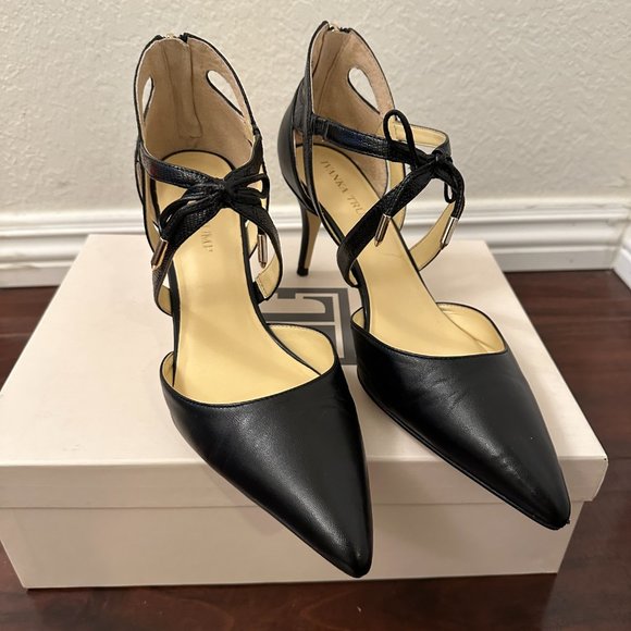 Ivanka Trump Tenice Pointy Toe Pumps (Black Leather) - Picture 4 of 10